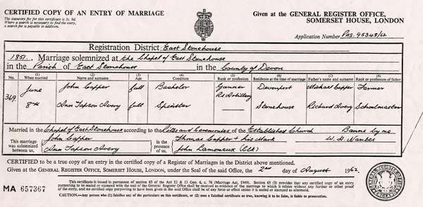 Marriage certificate - larger