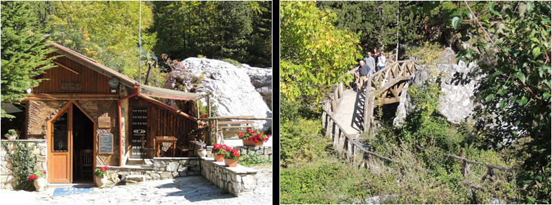 Priona, Restaurant und Wanderbrcke / Priona, restaurant and hiking trail bridge.