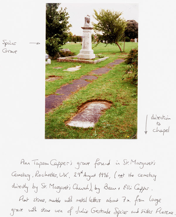 Ann Tapson Capper's grave location - larger