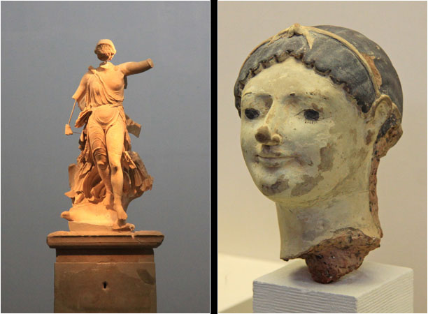 Nike des Paionios (li), Frauenkopf (re) / Goddess Nike by Paionios (l), Woman's head (r)