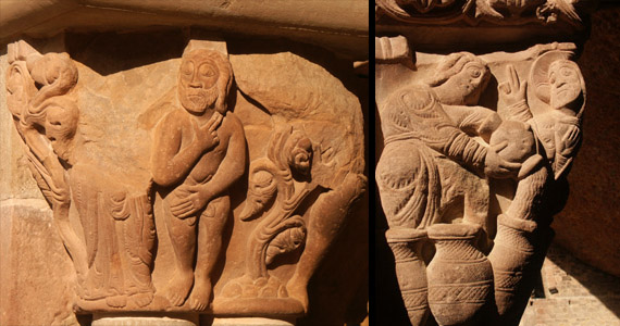 Skulpturen im Kirchgang von San Juan / Sculptures in Cloister of Monasterio de San Juan de la Pena, Aragon